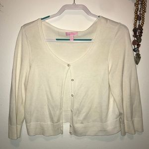 Lily Pulitzer 3/4 sleeve white sweater